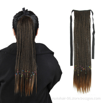 Synthetic Hair Long Straight Braids Ponytail High Temperature Fiber Clip in PonyTail Hair Extension Women Ponytails